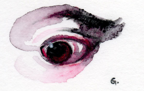 dessin-aquarelle - "terreur 01" - 2012 - 10cm*10cm - étude pour les "invisibles" - 50€